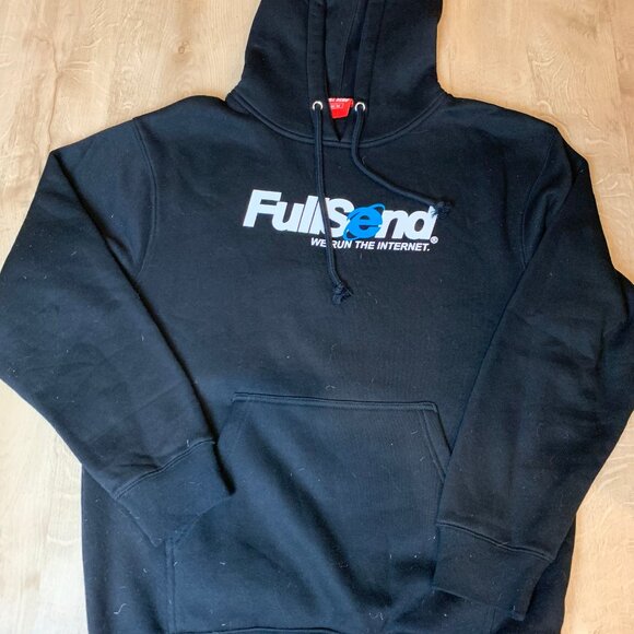 FULL SEND Hoodie We Run The Internet Medium Black Internet Explorer Logo Nelk - Picture 1 of 3